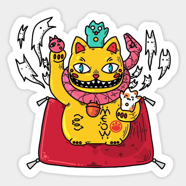 Shaman Cat Sticker by Rocapola